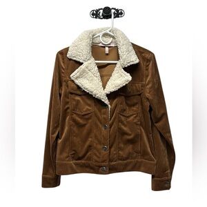 Harlow & Rose brown corduroy faux Sherpa trucker barn jacket size small